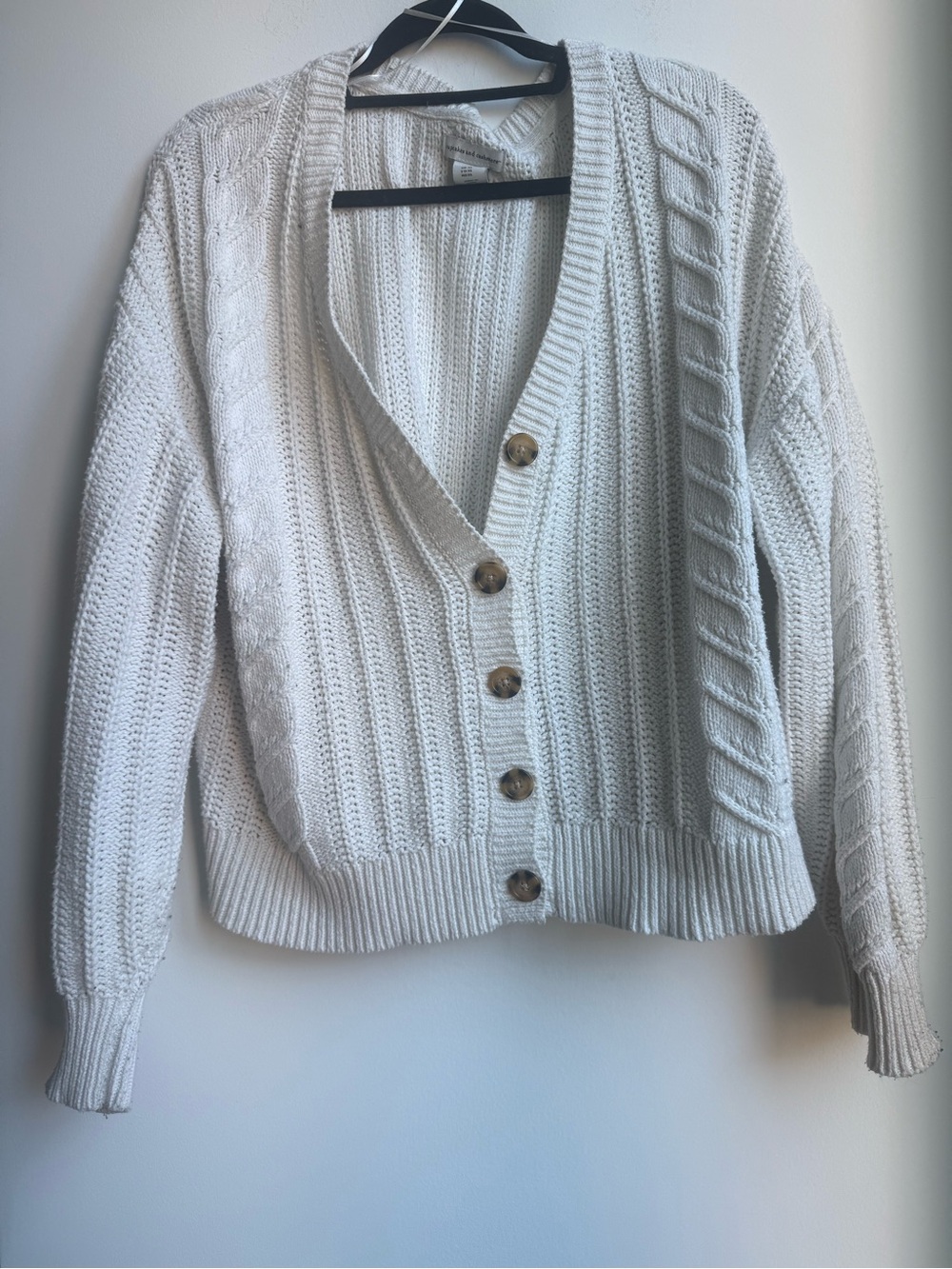 cupcakes & cashmere Cream Cable-Knit Button Cardigan